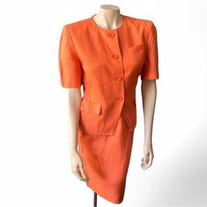 Vintage Christian Dior Coral Skirt Suit Set